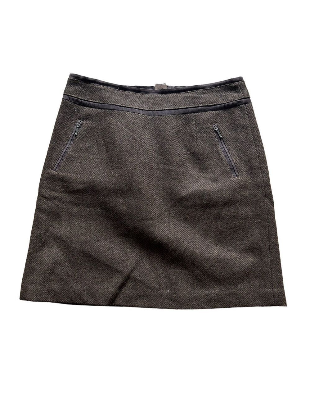 Bob Timberlake Brown Herringbone Wool Blend Skirt Size 6